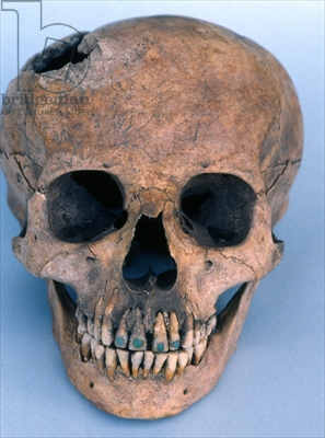 Skull with jade-encrusted teeth, 1990 (bone)